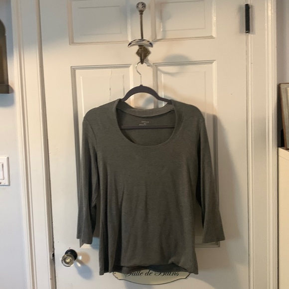 Grace Tops - Medium gray u- shape  scoop neck tunic top